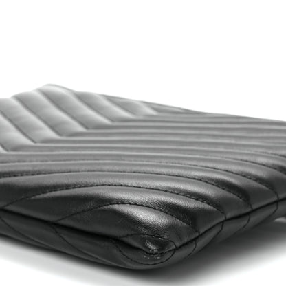 Saint Laurent Calfskin Matelasse Chevron Monogram A5 Wristlet Black 10 of 11