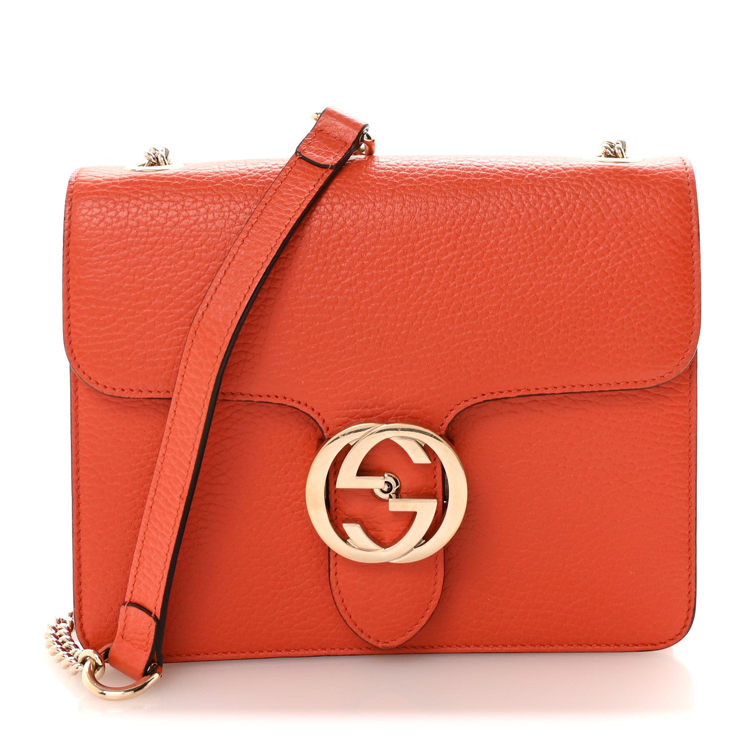 Gucci Dollar Calfskin Small Interlocking G Shoulder Bag Sun Orange 1 of 10