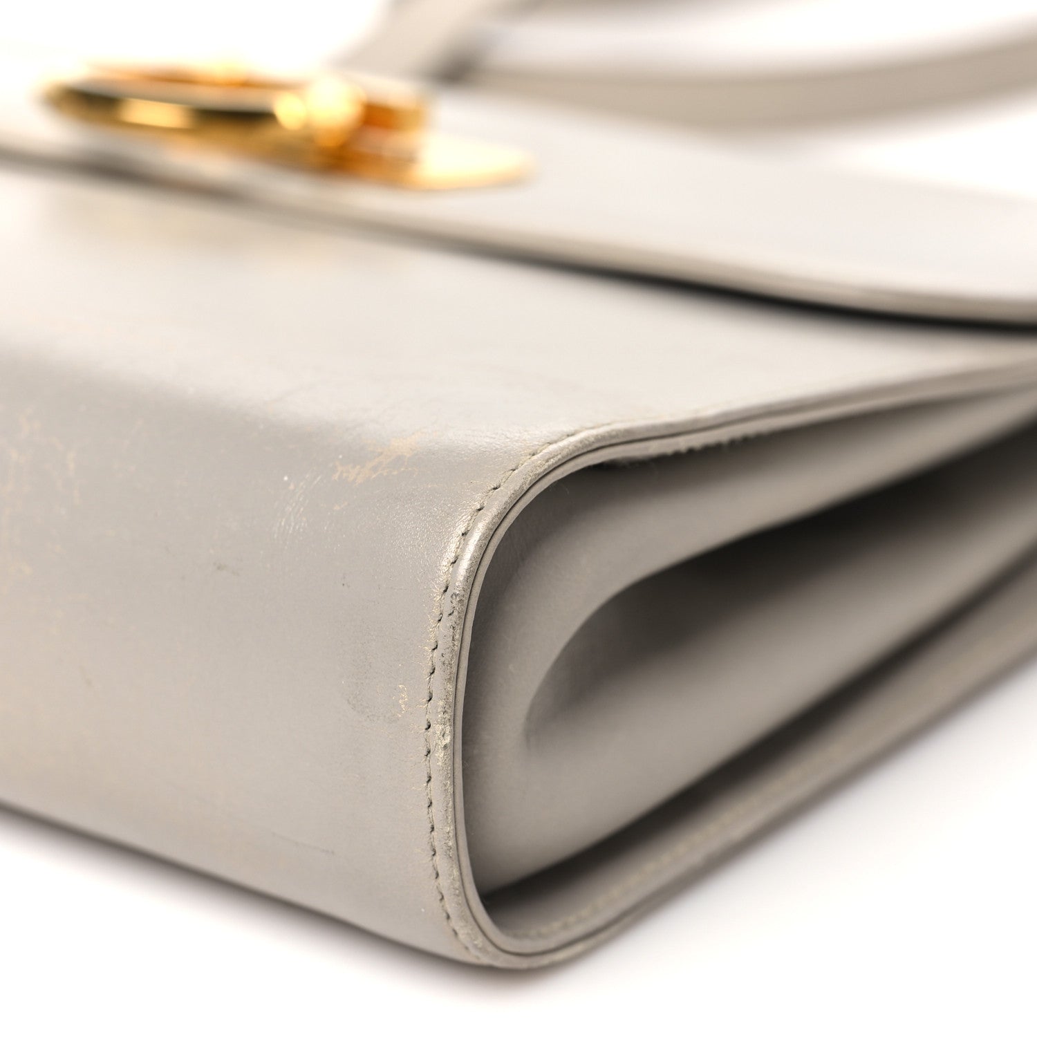 Salvatore Ferragamo Calfskin Gancio Lock Satchel Grey 9 of 12