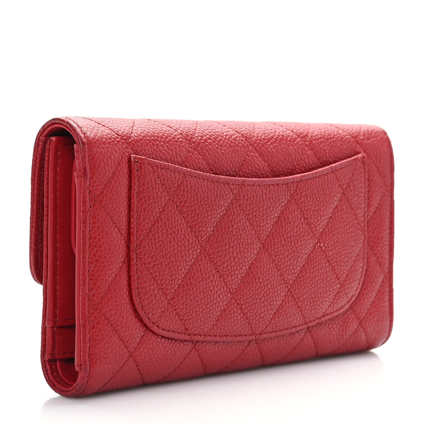 Caviar Quilted Large Flap Wallet Red