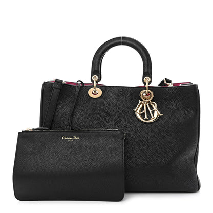 Christian Dior Bullcalf Large Diorissimo Tote Black Rose Indien 1 of 13
