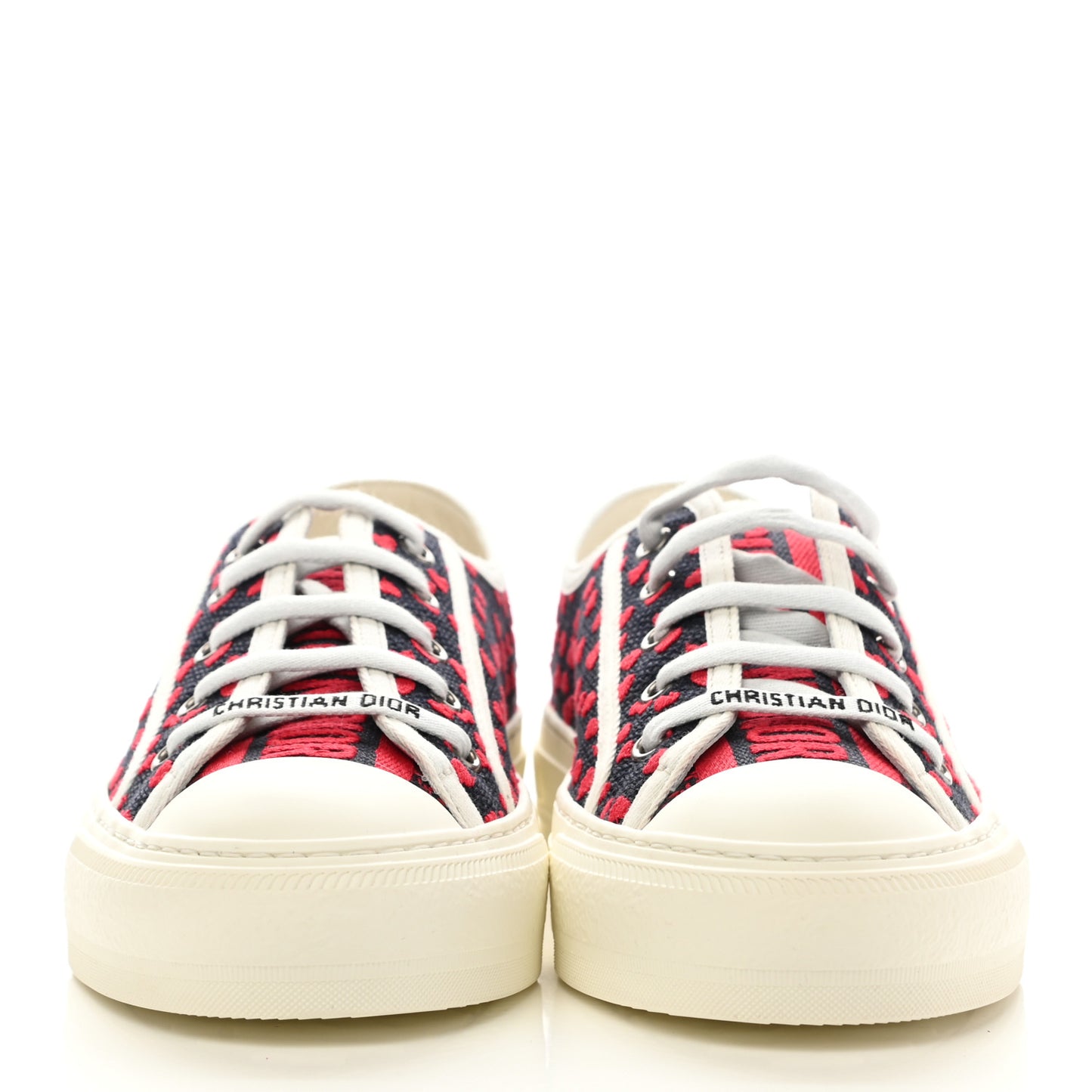 Canvas Pop Heart Embroidered Womens Walk'N'Dior Low Top Sneakers 38 Deep Blue Red