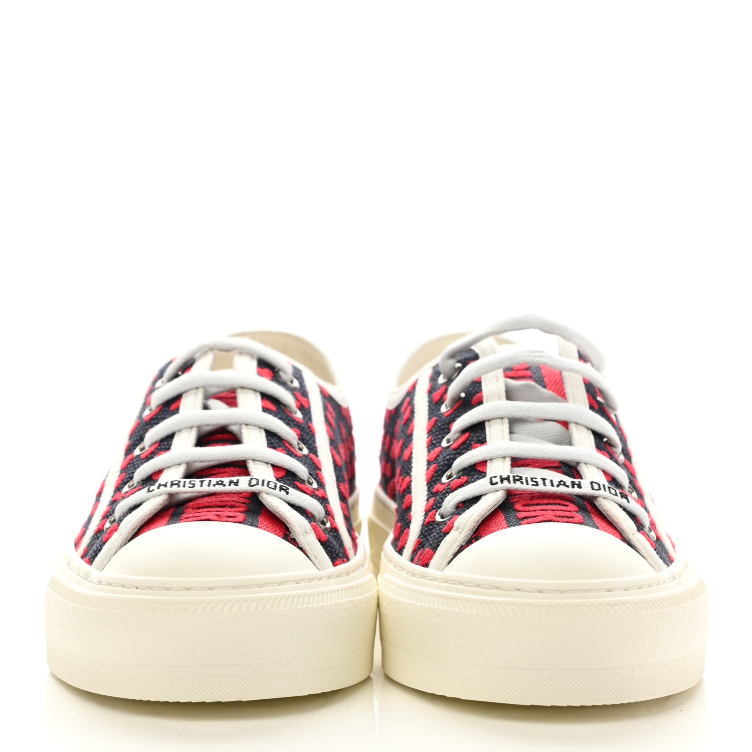Christian Dior Canvas Pop Heart Embroidered Womens Walk'N'Dior Low Top Sneakers 38 Deep Blue Red 2 of 7