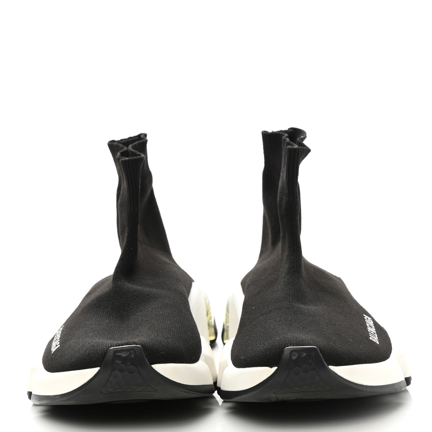 Balenciaga Neoprene Knit Womens Speed Clear Sole Sneakers 37 Black White 2 of 9