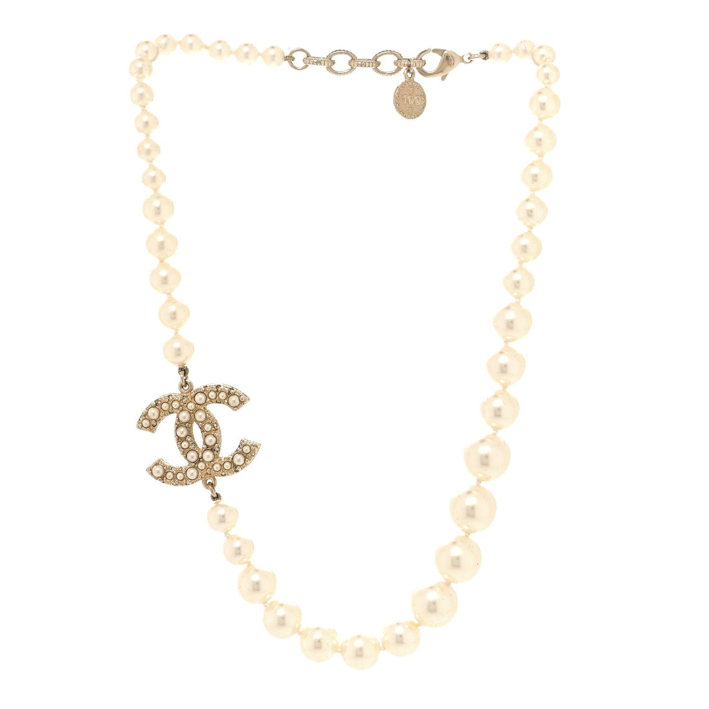Pearl CC 100th Anniversary Necklace Light Gold