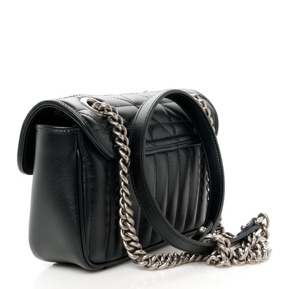 Gucci Calfskin Matelasse Aria Mini GG Marmont Shoulder Bag Black 3 of 10