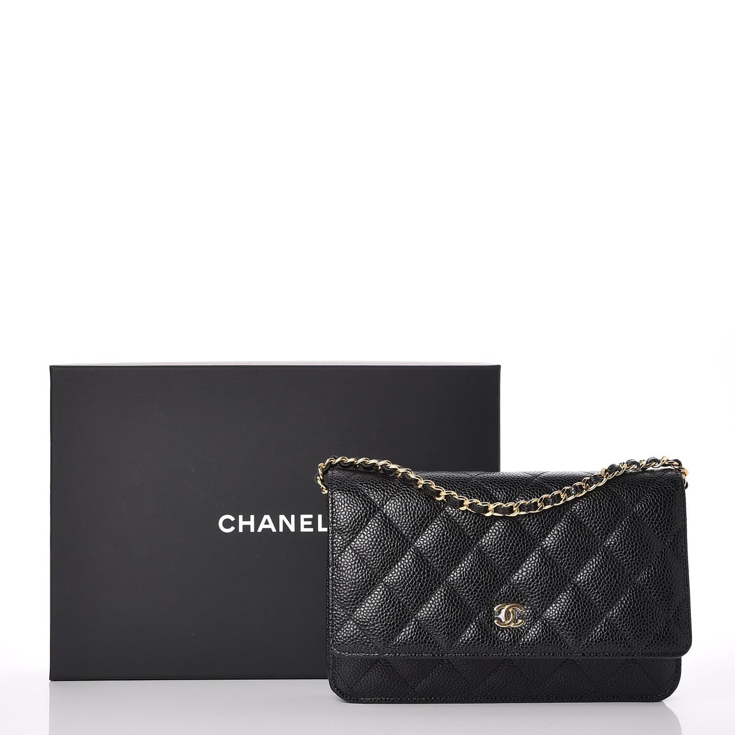 Caviar Quilted Wallet On Chain WOC Black
