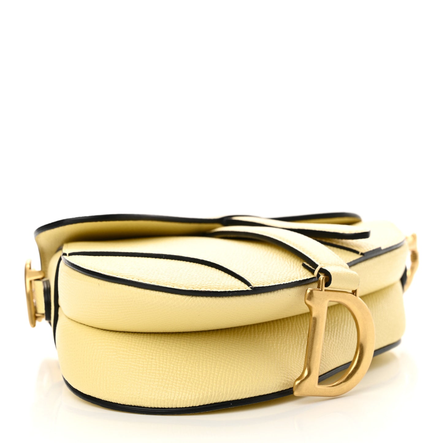 Grained Calfskin Mini Saddle Bag Yellow