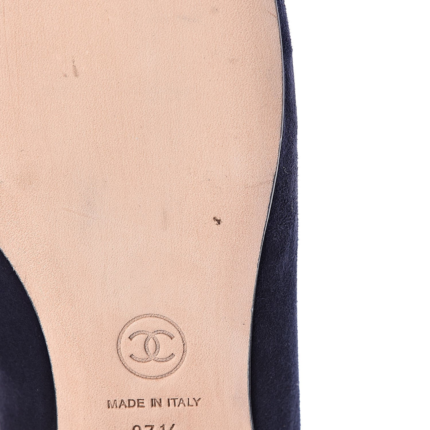 Chanel Kid Suede CC Flats 37.5 Navy 11 of 15