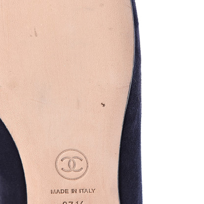 Chanel Kid Suede CC Flats 37.5 Navy 11 of 15