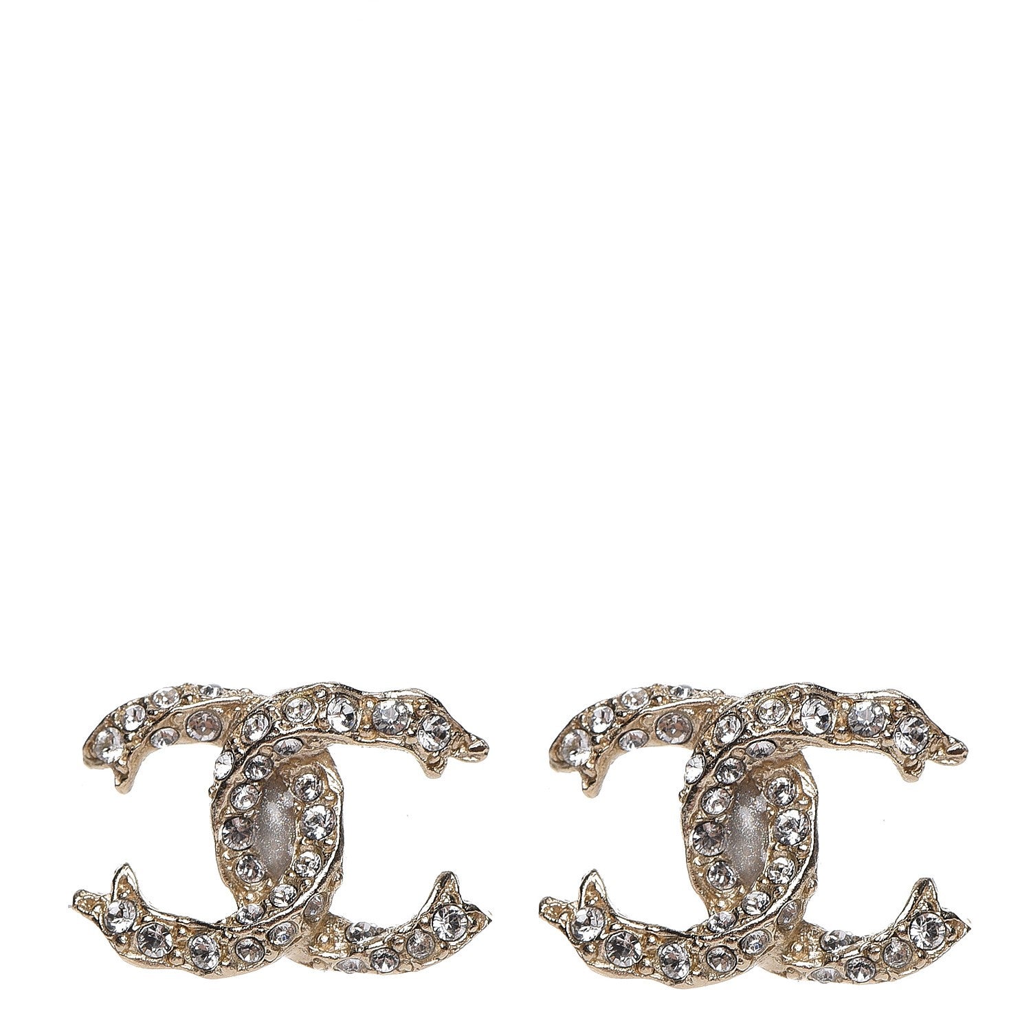 Chanel Crystal CC Earrings Gold 1 of 4