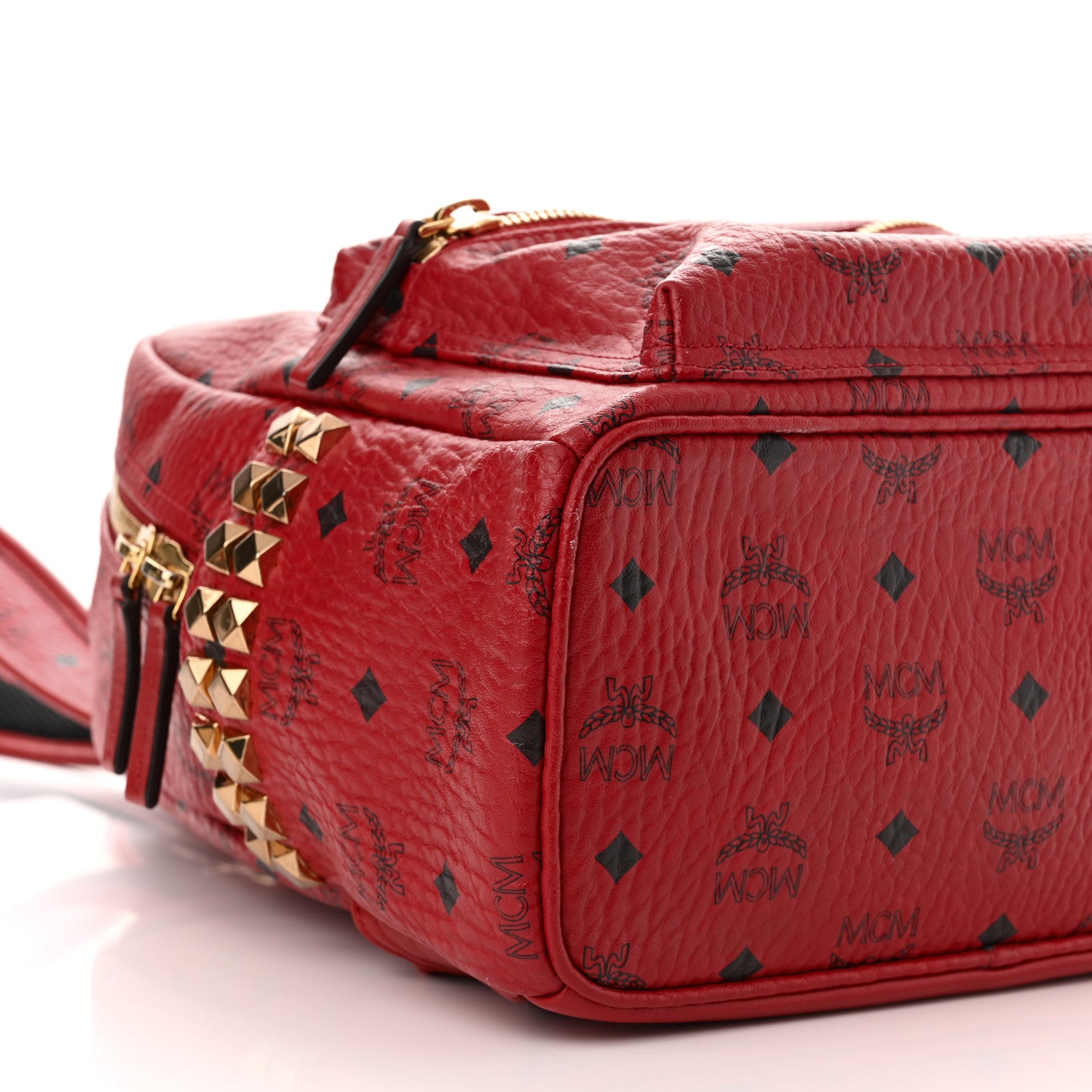 MCM Visetos Small Side Stud Stark Backpack Red 8 of 10