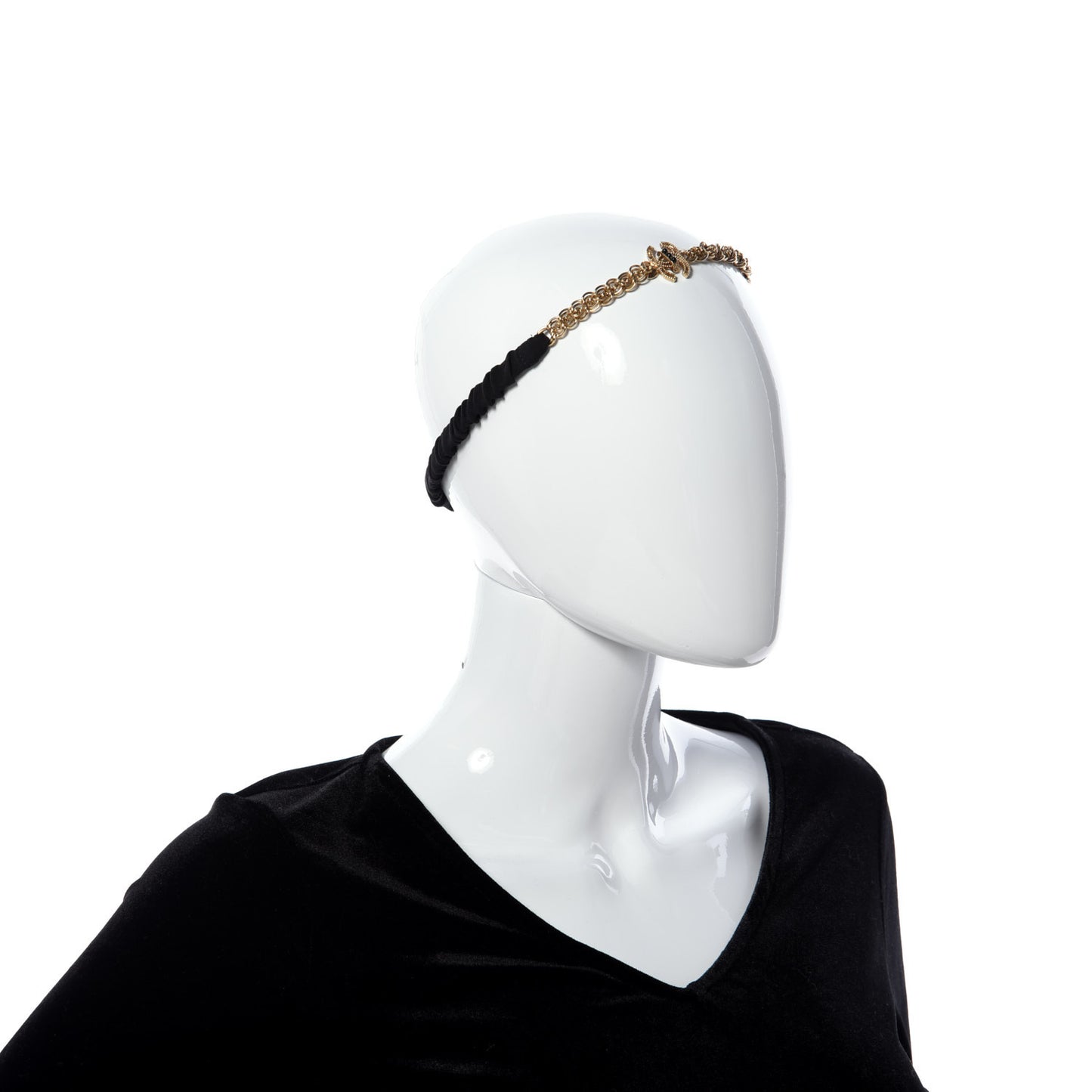 Metal Beaded CC Chain Headband Gold Black