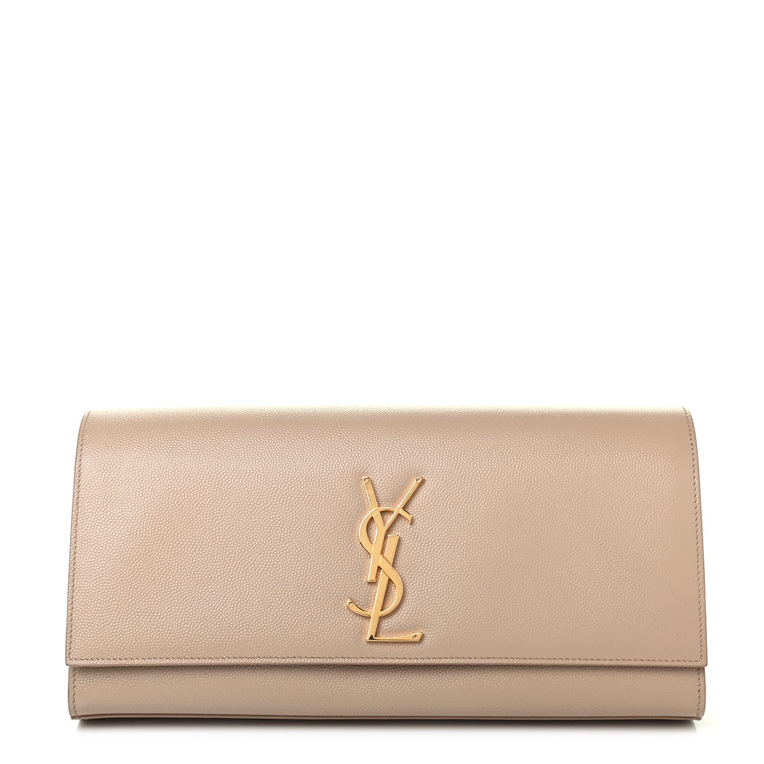 Saint Laurent Grain De Poudre Classic Monogram Cassandre Clutch Dark Beige 1 of 4