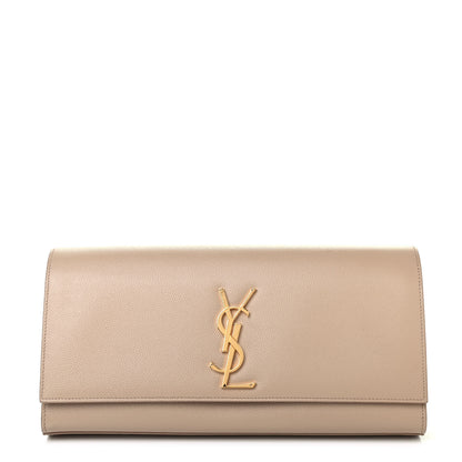 Saint Laurent Grain De Poudre Classic Monogram Cassandre Clutch Dark Beige 1 of 4