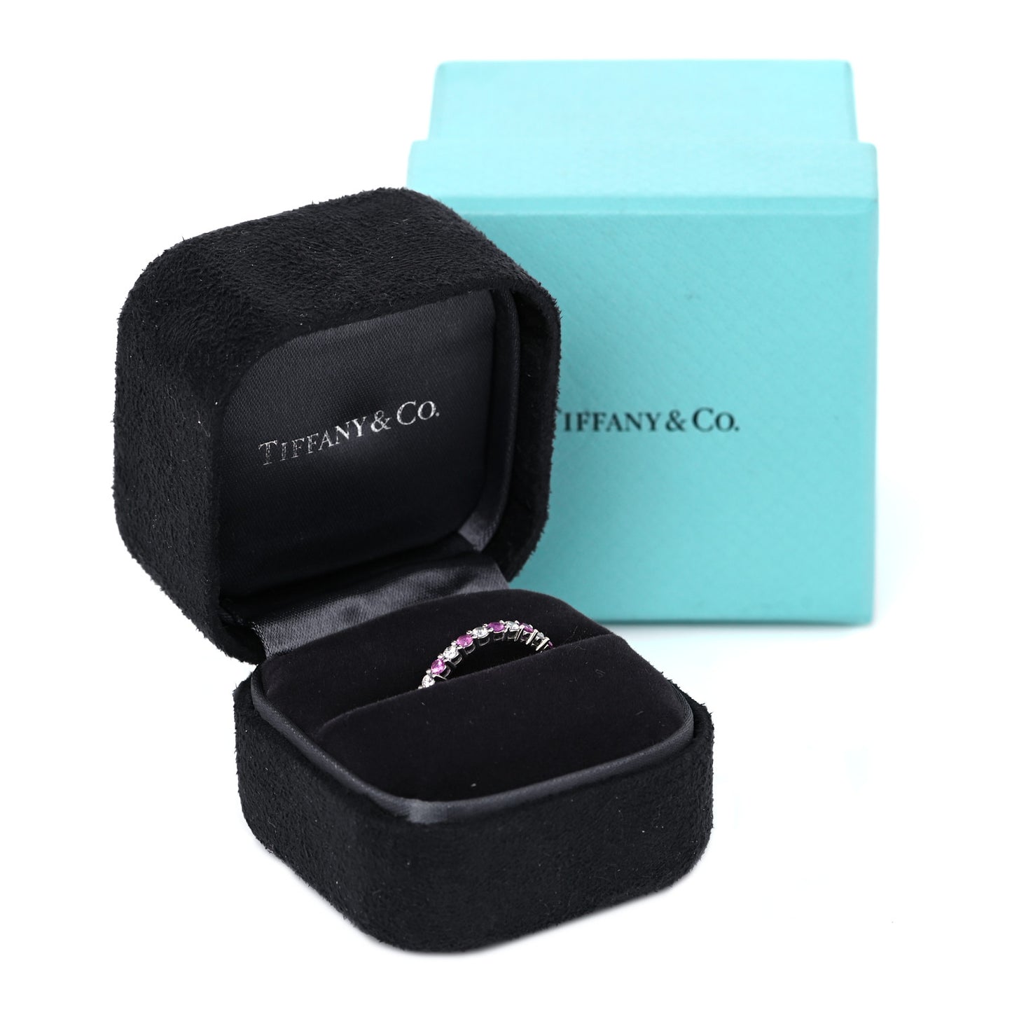 Platinum Diamond Pink Sapphire Embrace Eternity Ring 53 6.25