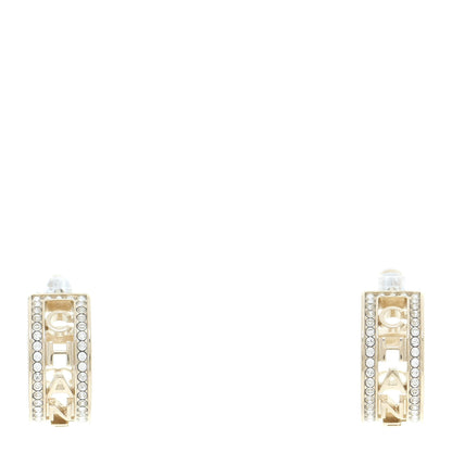 Chanel Metal Crystal Bow-tiful CC Hoop Earrings Gold 1 of 6