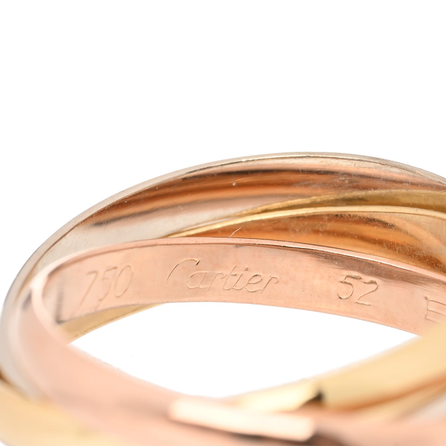 18K Pink Yellow White Gold Small Trinity Ring 52 6