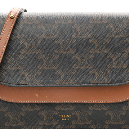 Celine Triomphe Canvas Lambskin Wallet On Strap Tan 8 of 13