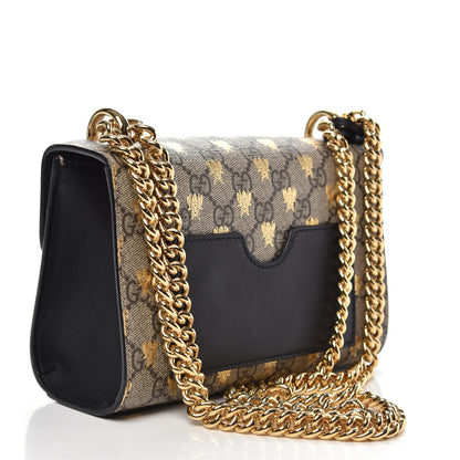 Gucci GG Supreme Monogram Bees Small Padlock Shoulder Bag Black 4 of 13