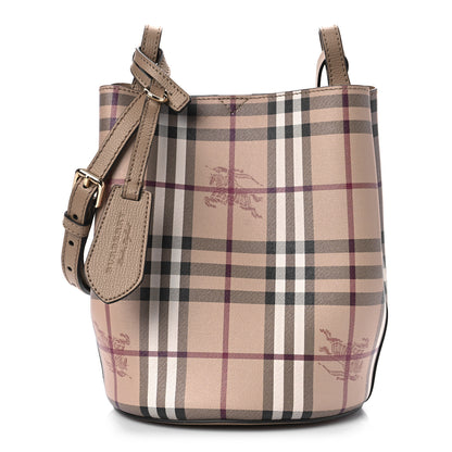 Burberry Haymarket Check Colours Small Lorne Bucket Crossbody Camel 1 of 8