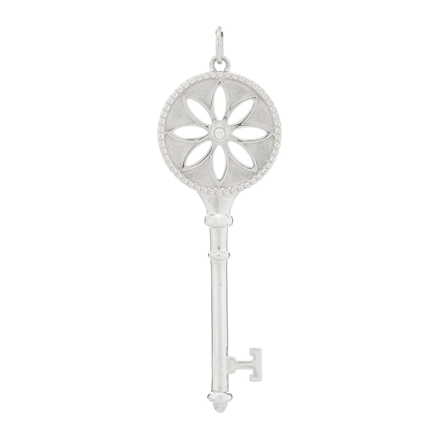 Sterling Silver Diamond Large Daisy Key Pendant
