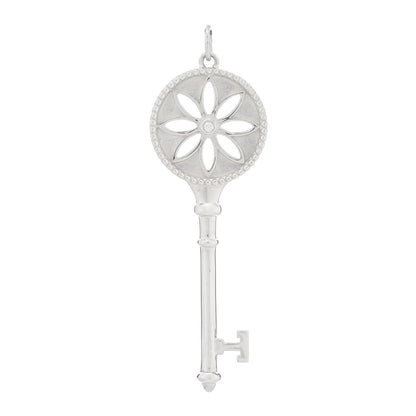 Tiffany Sterling Silver Diamond Large Daisy Key Pendant 1 of 4