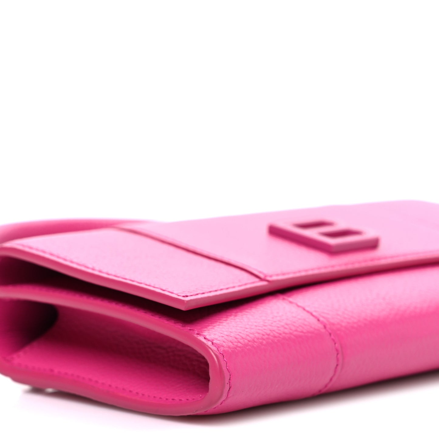 Grained Calfskin Tonal B Hourglass Top Handle Crossbody Phone Holder Fuchsia
