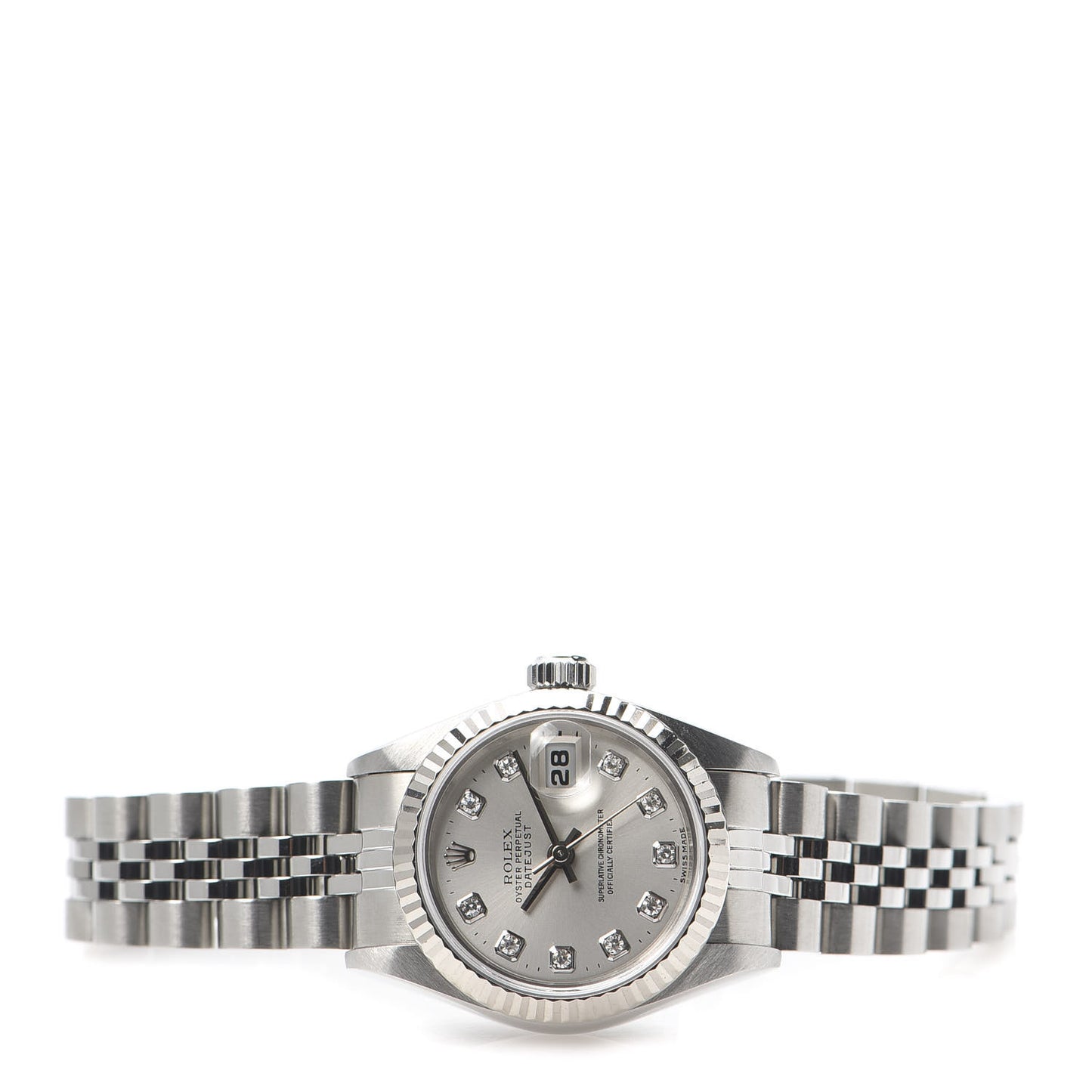 Stainless Steel 18K White Gold Diamond 26mm Oyster Perpetual Datejust Watch Silver 69174