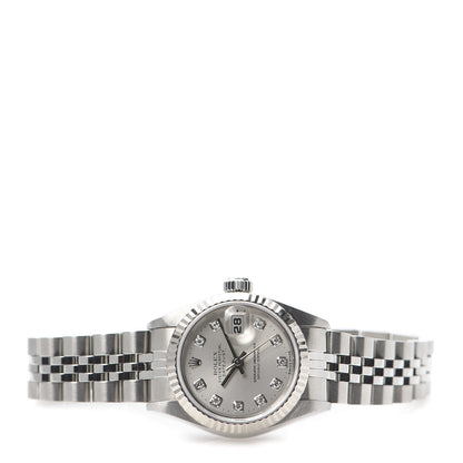 Rolex Stainless Steel 18K White Gold Diamond 26mm Oyster Perpetual Datejust Watch Silver 69174 3 of 6