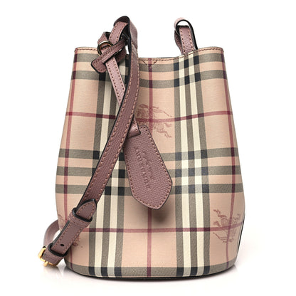 Burberry Haymarket Check Colours Small Lorne Bucket Crossbody Elderberry 1 of 9