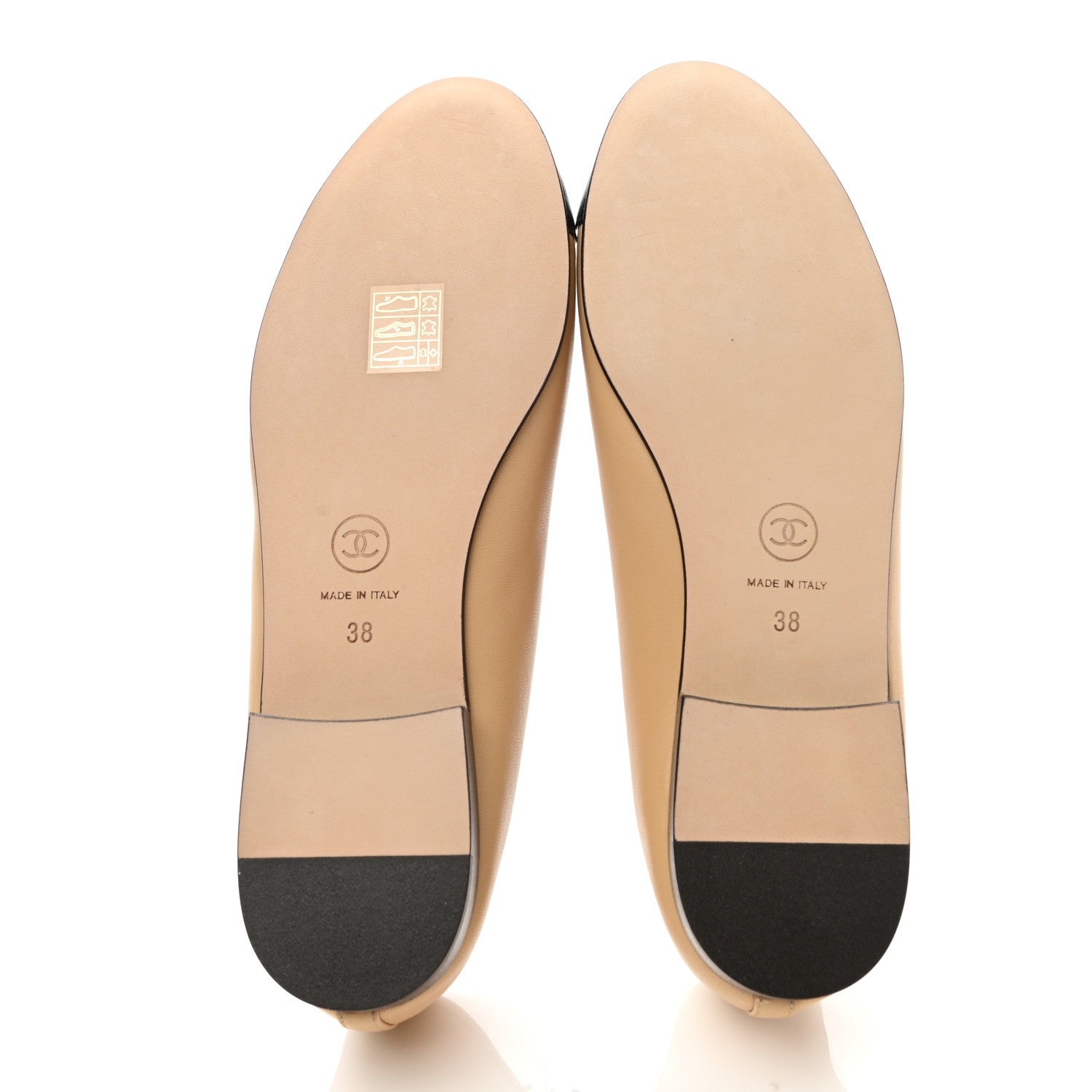 Chanel Lambskin Cap Toe Ballerina Flats 38 Beige Black 5 of 8