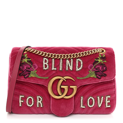 Gucci Velvet Matelasse Blind for Love Embroidered Medium GG Marmont Shoulder Bag Light Raspberry Rose Multicolor 1 of 8