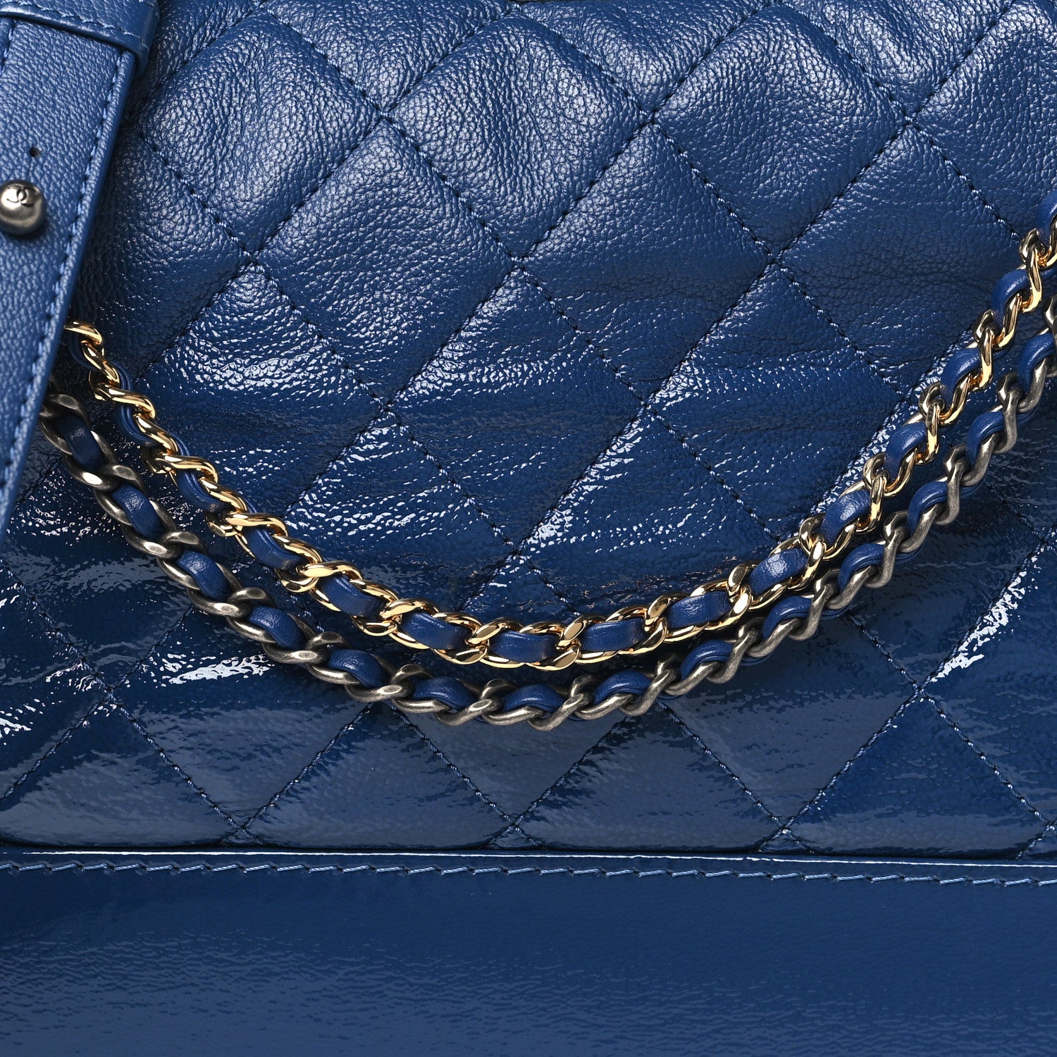Chanel Patent Goatskin Quilted Medium Gabrielle Hobo Blue 8 of 10