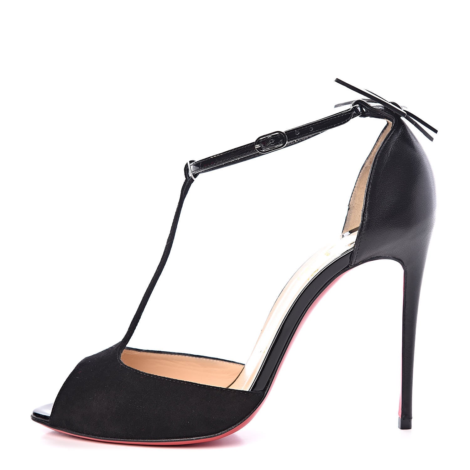 Christian Louboutin Suede Patent Shiny Nappa Aribak 100 Pumps 38 Black 1 of 9