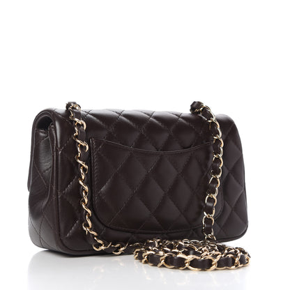 Chanel Lambskin Quilted Mini Rectangular Flap Dark Brown 3 of 11