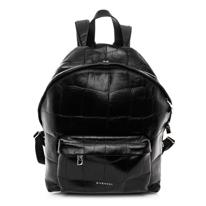 Givenchy Calfskin Crocodile Embossed Double U Backpack Black 1 of 10