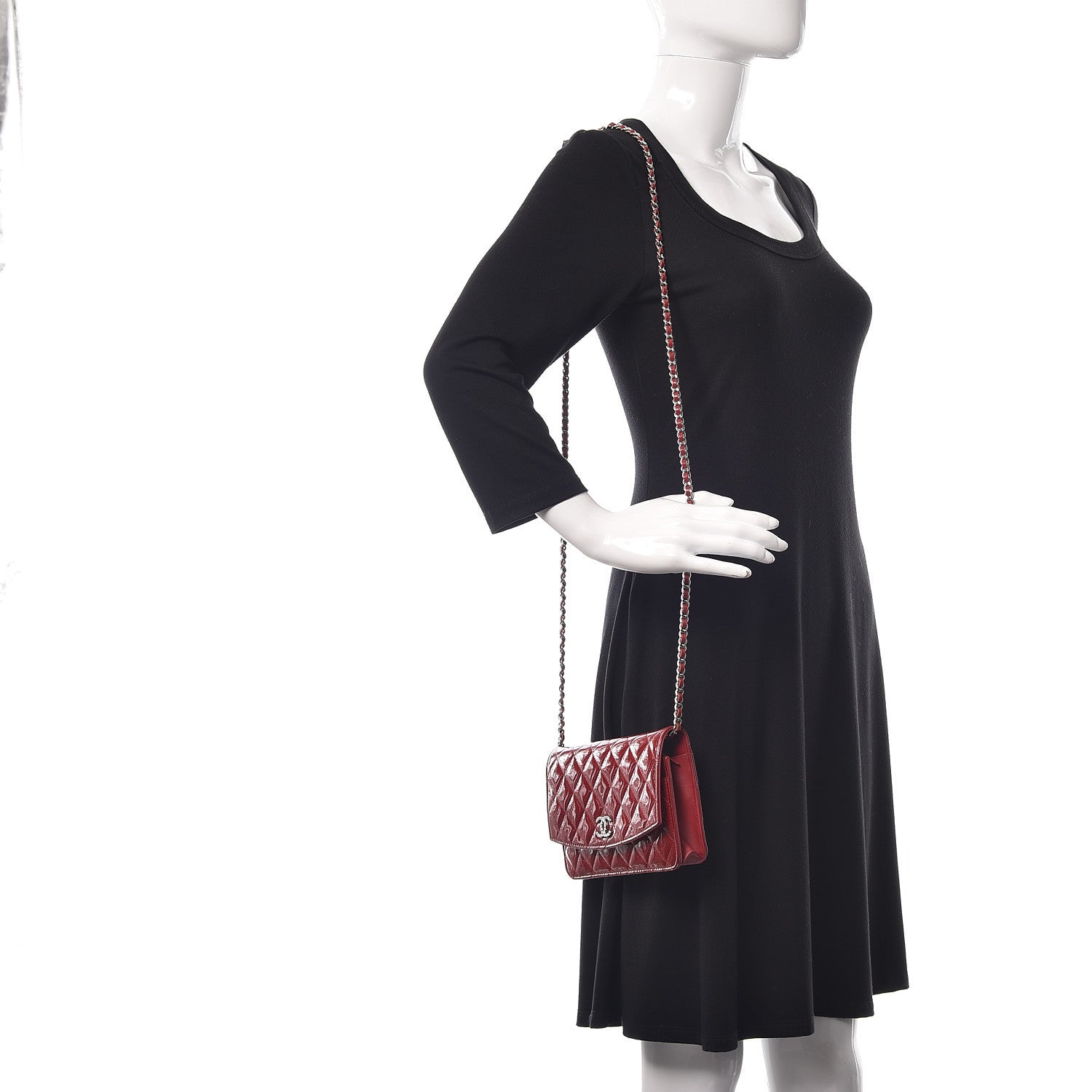 Chanel Patent Quilted Brilliant Wallet On Chain WOC Red 2 of 20