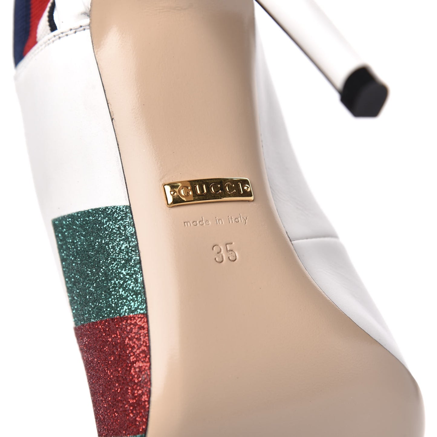 Calfskin Glitter Web High Heel Slingback Pumps 35 White