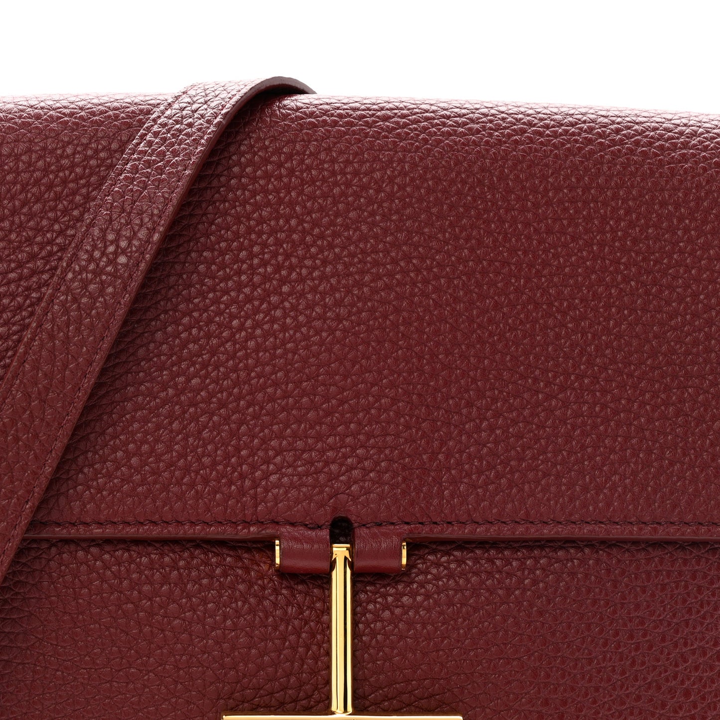 Grained Calfskin Large T Clasp Tara Crossbody Bag Cabernet