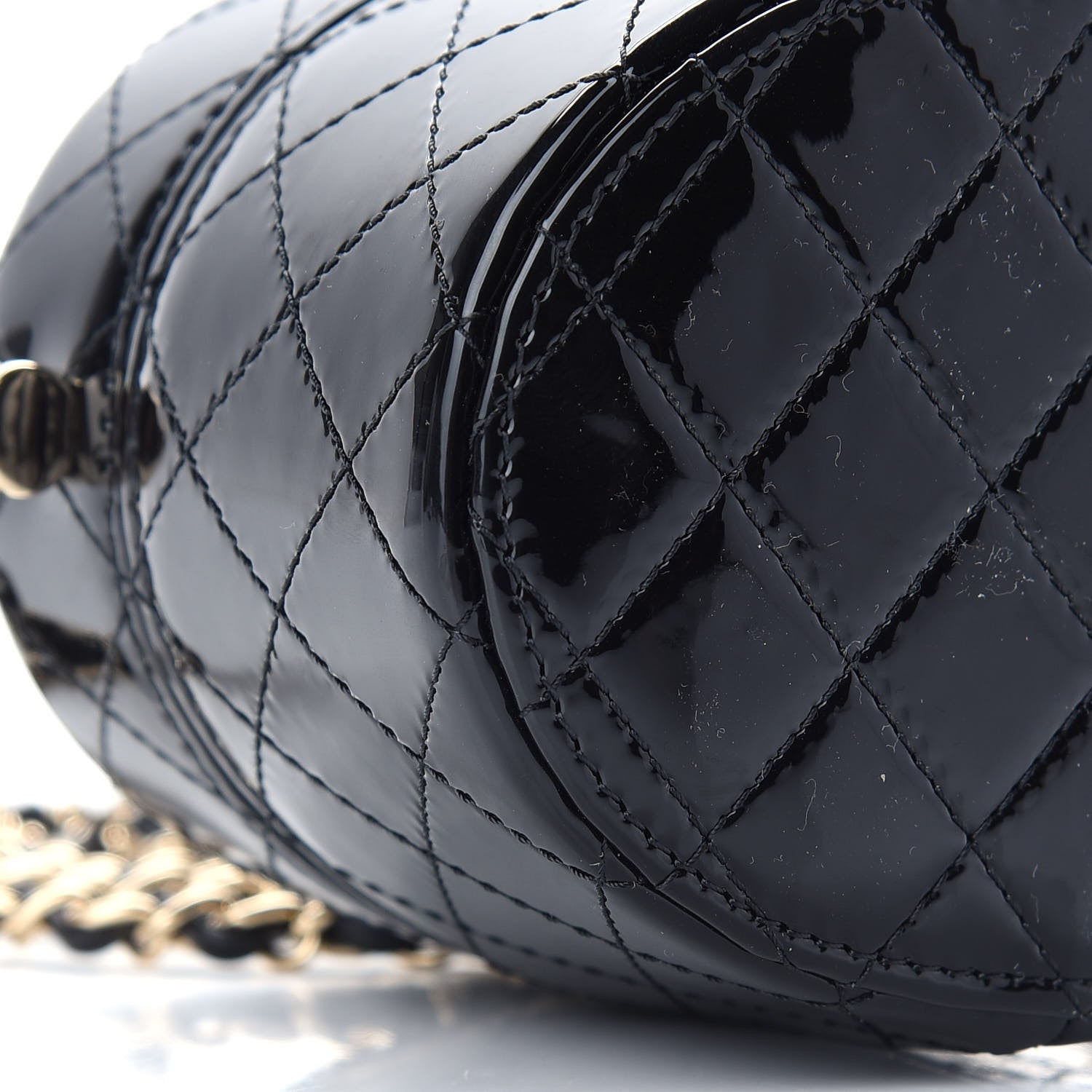 Chanel Patent Quilted Round Small Vanity With Chain Black 7 of 9