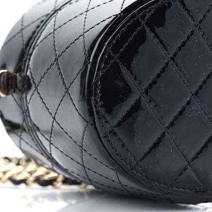 Chanel Patent Quilted Round Small Vanity With Chain Black 7 of 9