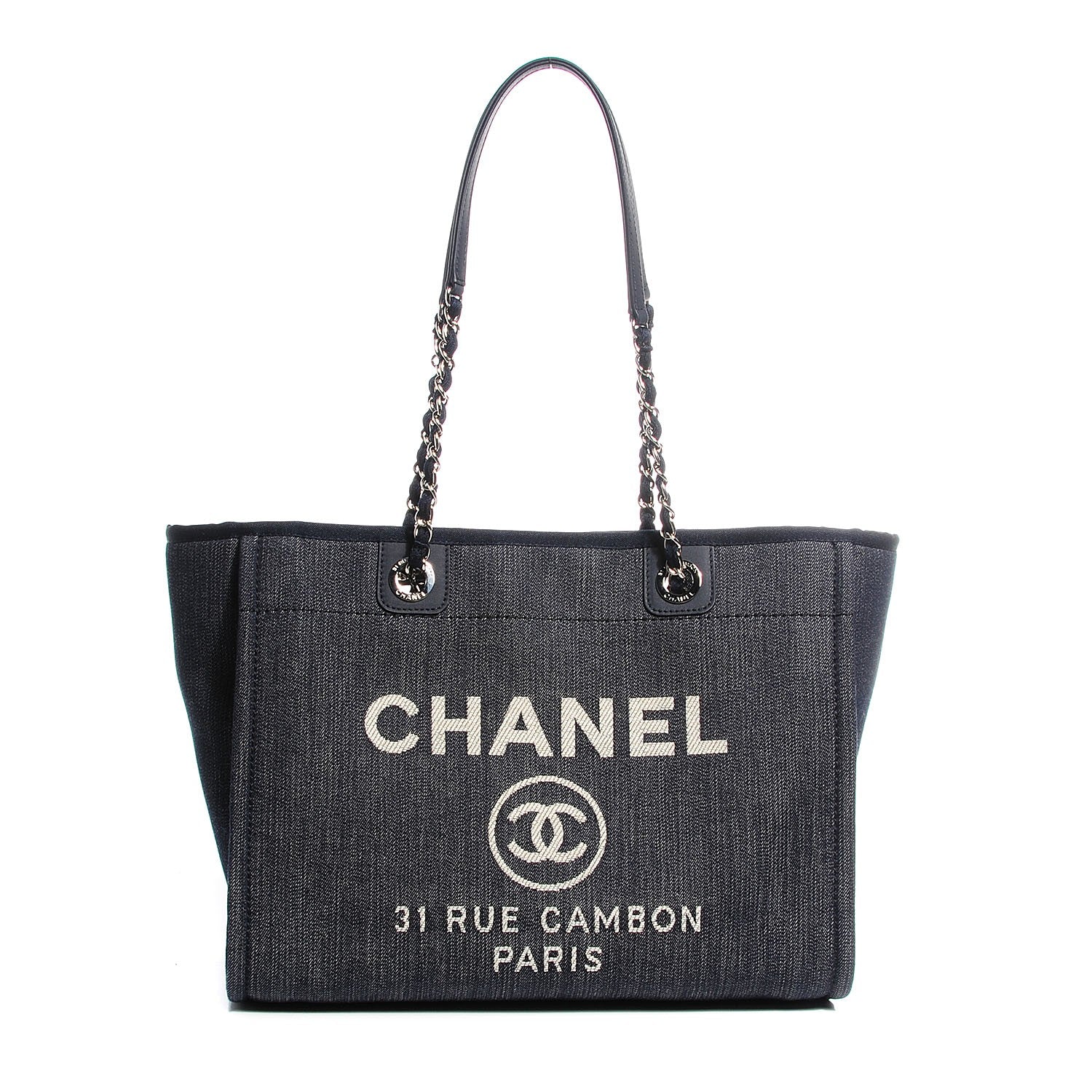 Chanel Canvas Small Deauville Tote Dark Blue 1 of 7
