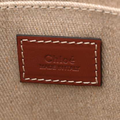 Chloe Linen Calfskin Medium Woody Ribbon Tote White Brown 6 of 10