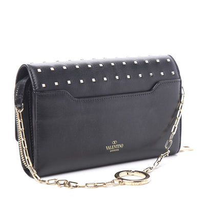 Valentino Garavani Vitello Rockstud Carry Secrets Continental Wallet On Chain Black 2 of 9