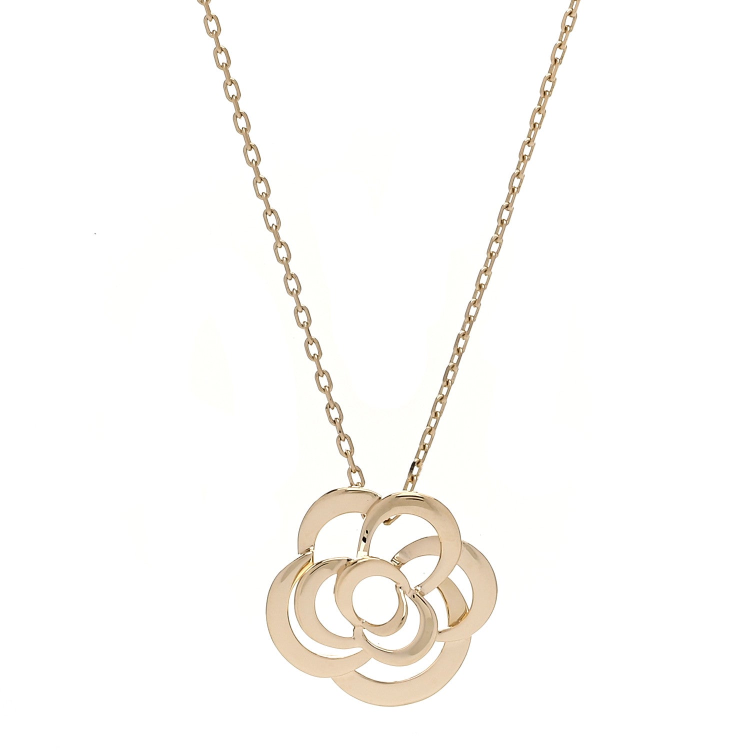 Chanel 18K Yellow Gold Fil de Camelia Pendant Necklace 1 of 5