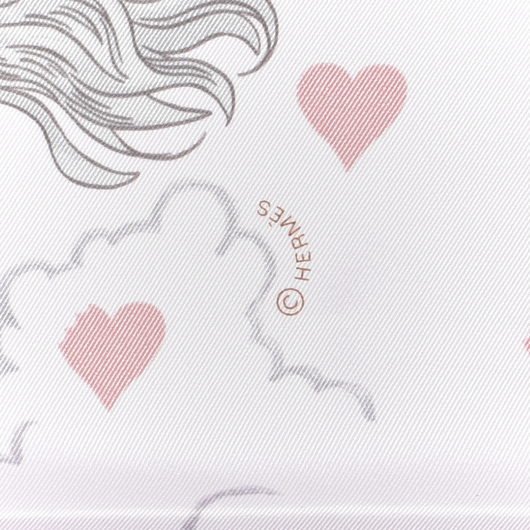 Silk Hermes Tea Time Scarf 70 Rose Pale Beige