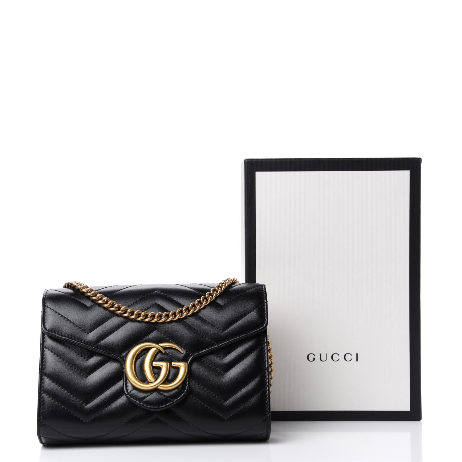 Gucci Calfskin Matelasse GG Marmont Chain Wallet Black 11 of 11
