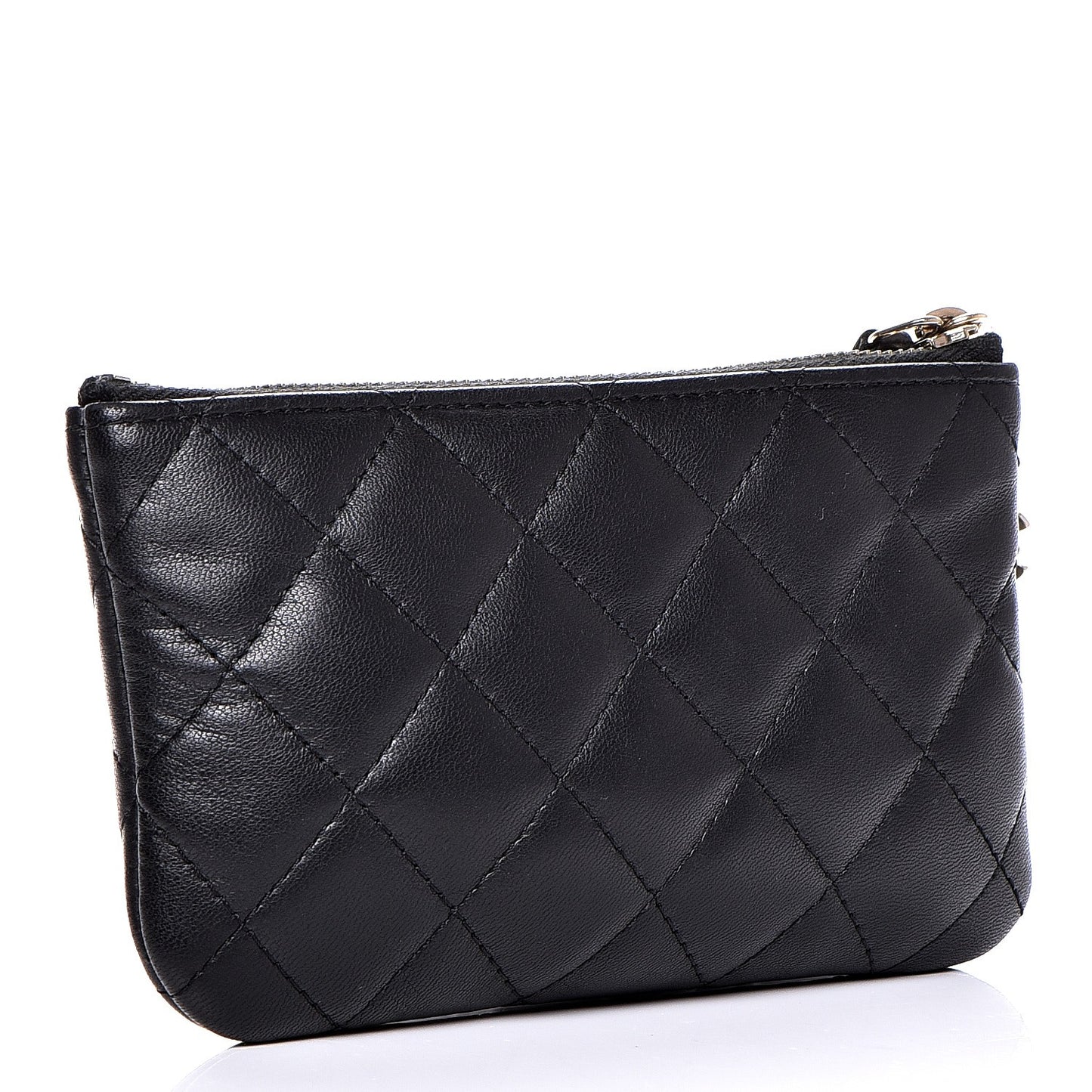 Lambskin Quilted Small Casino Cosmetic Case Black