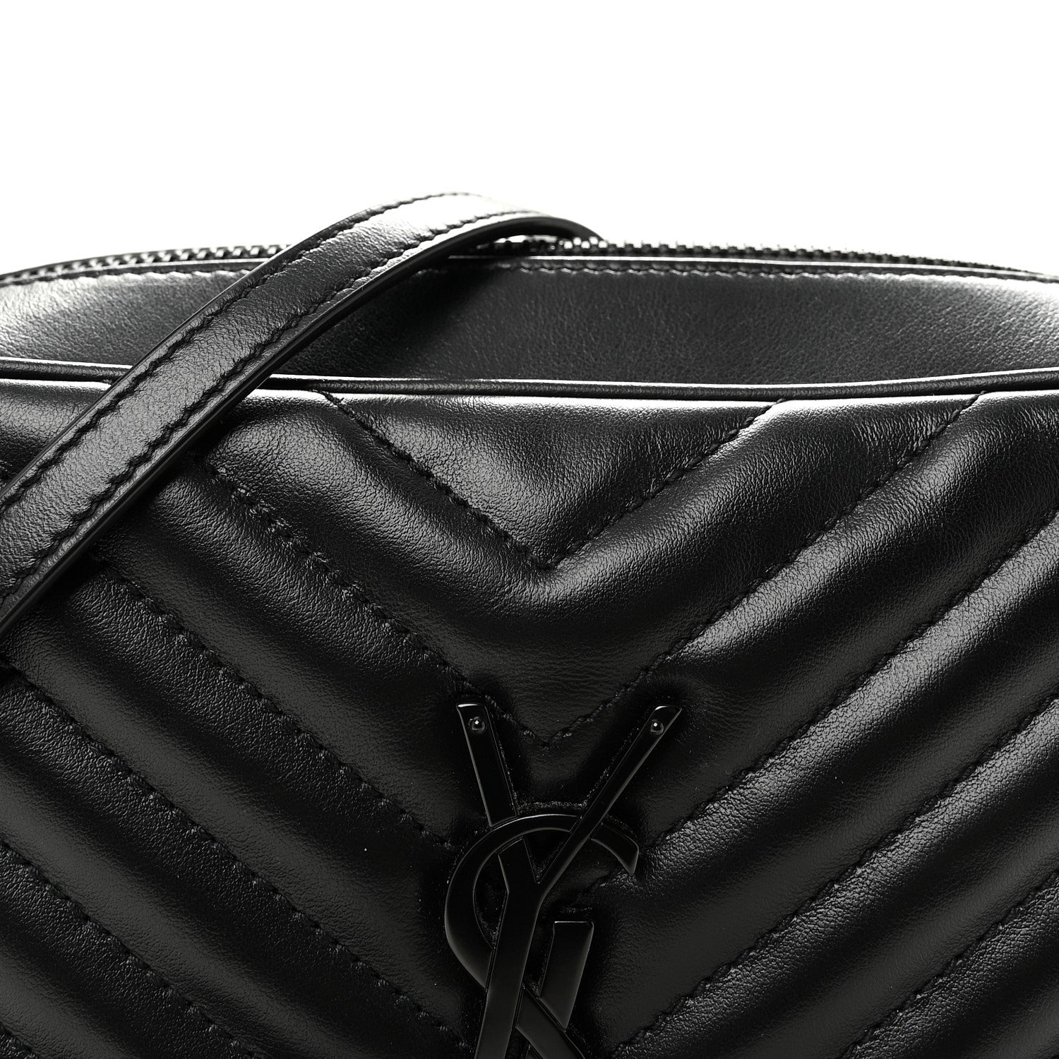 Saint Laurent Calfskin Matelasse Monogram Monochrome Lou Camera Bag Black 7 of 9